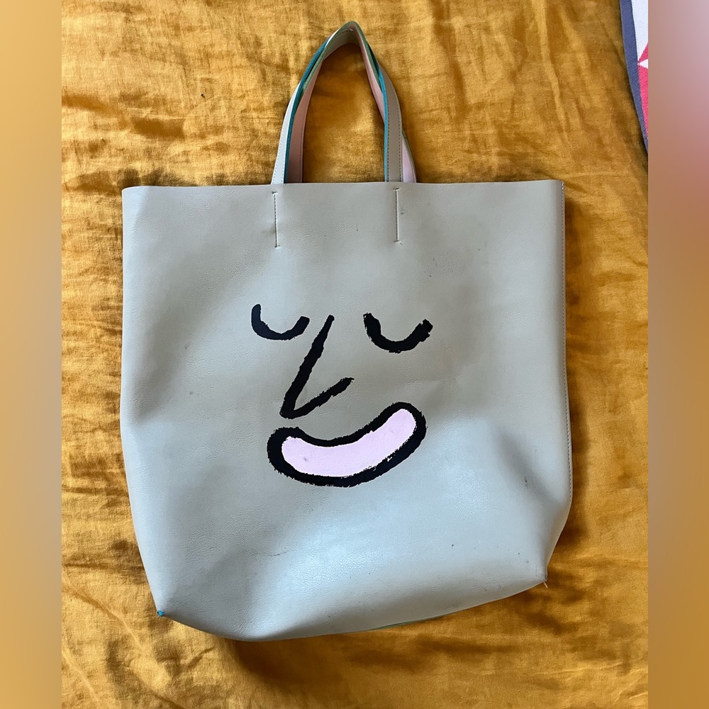 Stereo Vinyls x Jean Jullien 2-Faced Leather Tote Bag